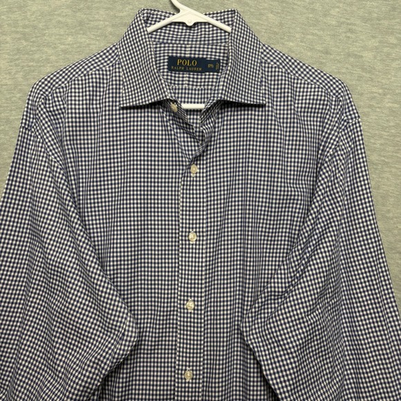 Men Polo Ralph Lauren Gingham Dress Shirt Long Sleeve Button Down‎ 17 1/2 34/35 - Picture 1 of 8